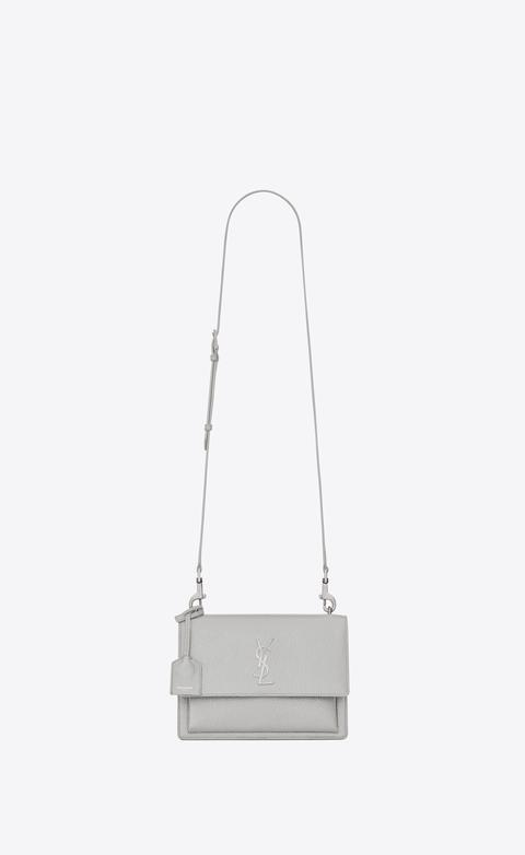 Medium Sunset Satchel In Pelle Martellata Bianco Gesso