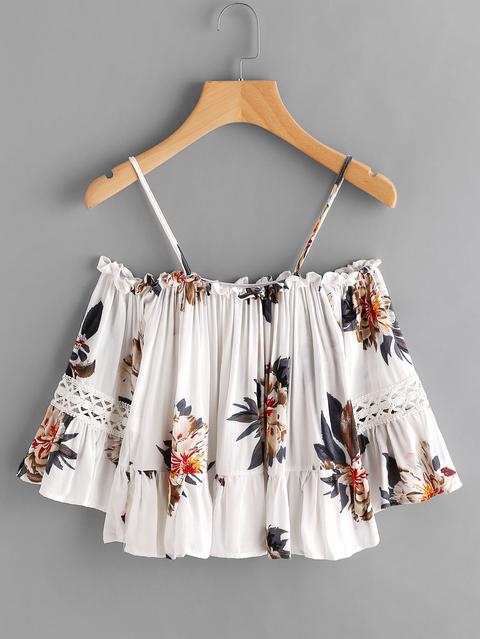 Blusa Con Spalle Cut Out Fantasia A Fiori