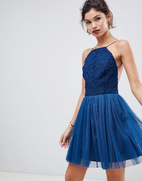 Asos Design - Vestitino In Tulle Con Corpino In Pizzo - Multicolore