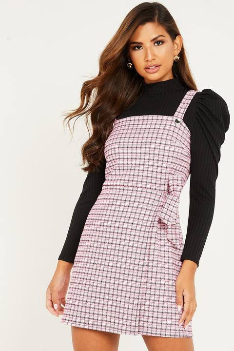Pink Check Pinafore Dress from Quiz on 
