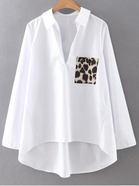 De Mayor A Menor Estampado Leopardo Camisa Cuello Camisa De Manga Larga