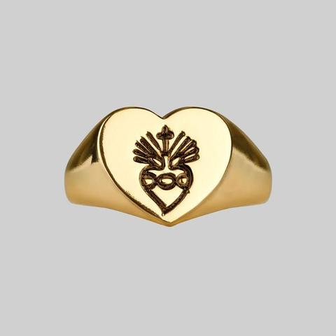 Ardour. Sacred Heart Signet Ring - Gold