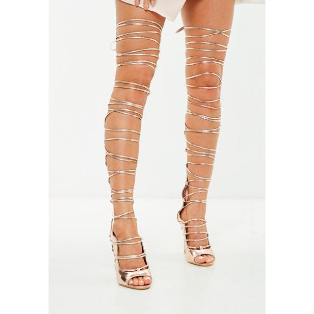 rose gold knee high boots