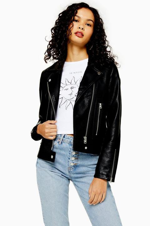 Black Faux Leather Biker Jacket