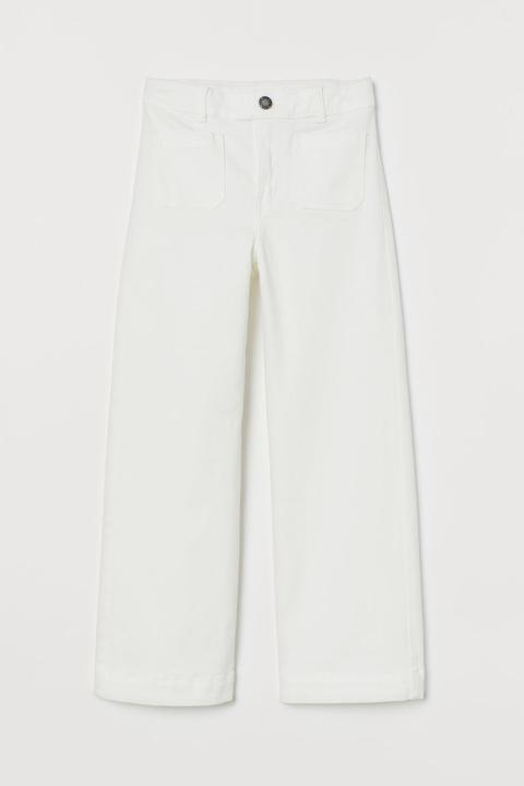 Pantalón Tobillero De Sarga - Blanco
