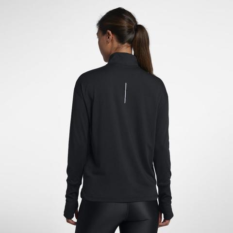 women's black half zip running top