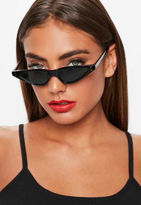 Black Extreme Cat Eye Sunglasses, Black