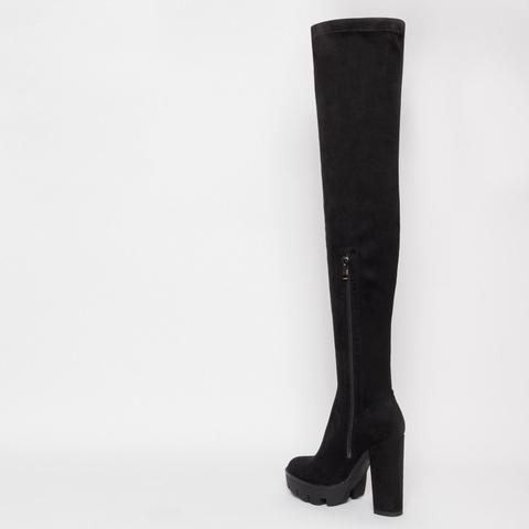 stormi black suede platform thigh high boots