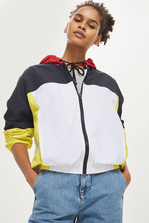 Womens Colour Block Windbreaker Jacket - Yellow, Yellow