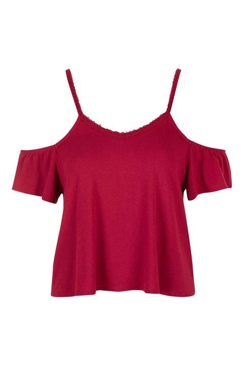 Frilled Cold Shoulder Top