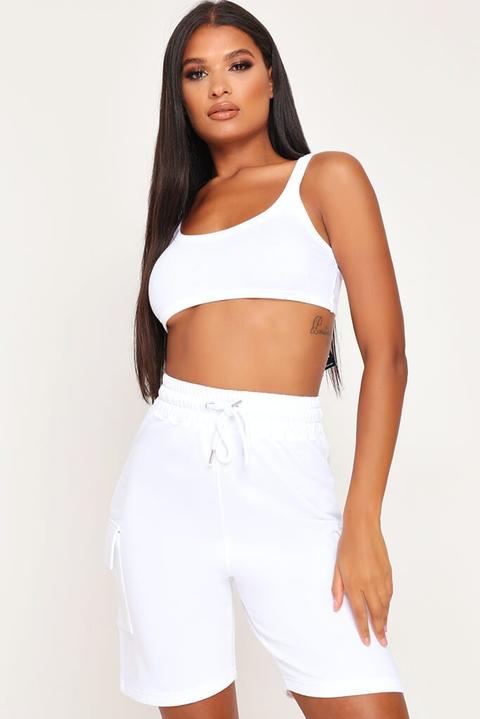 White Super Crop Cotton Bralet