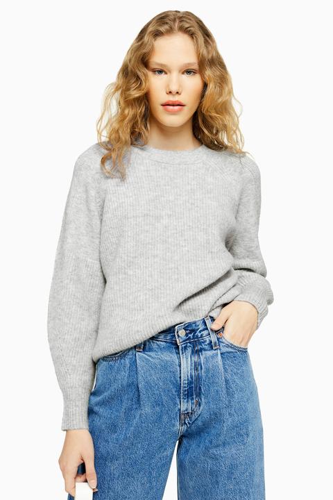 Womens Grey Super Soft Knitted Jumper - Grey Marl, Grey Marl