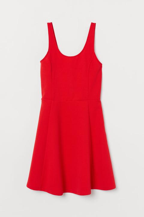 H & M - Abito Smanicato In Jersey - Rosso
