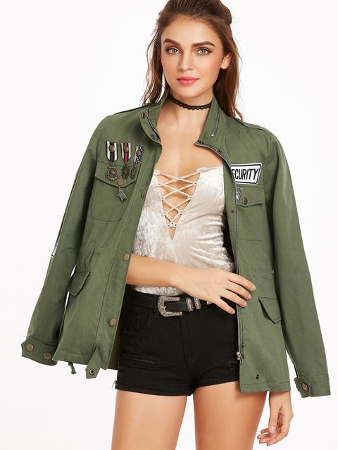 olive green drawstring jacket