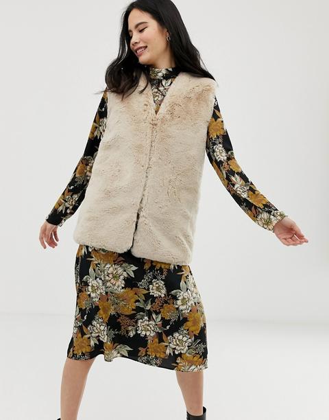 Qed London - Gilet In Morbida Pelliccia Sintetica - Marrone