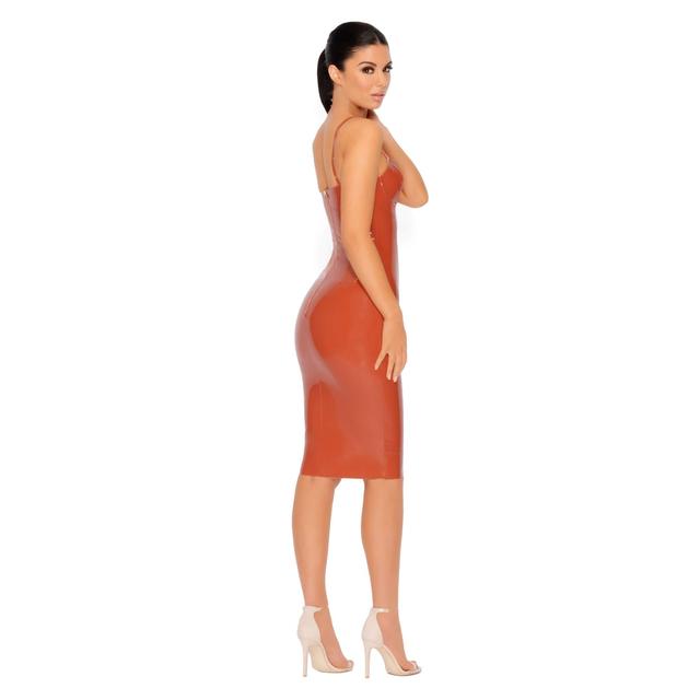 orange vinyl dress