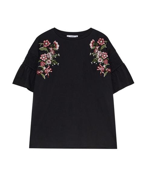 Camiseta Bordado Flores Espejo