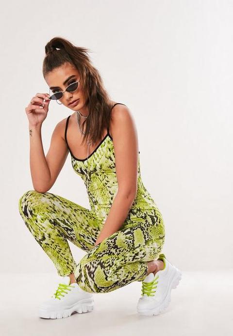 Lime Snake Print Jumpsuit, Lime