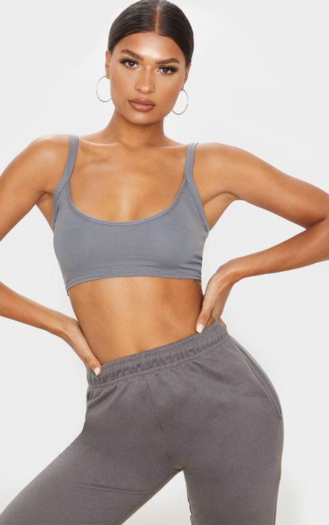Grey Cotton Thick Strap Bralet