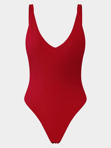 Costumi Da Bagno Con Body Scollo A V Profondo Imbottito Rosso