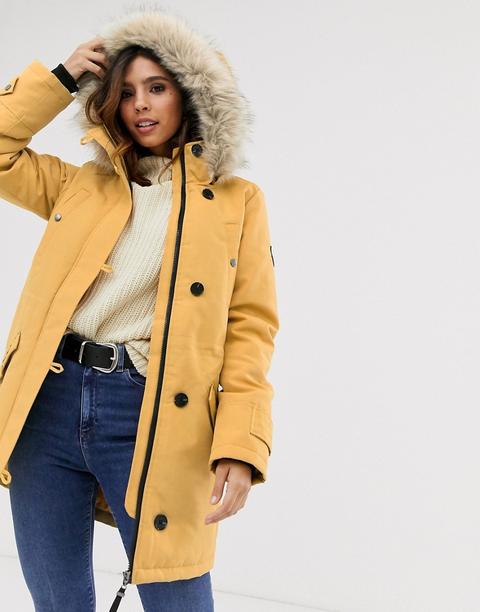 Parka Con Capucha De Piel Sintética De Vero Moda-dorado