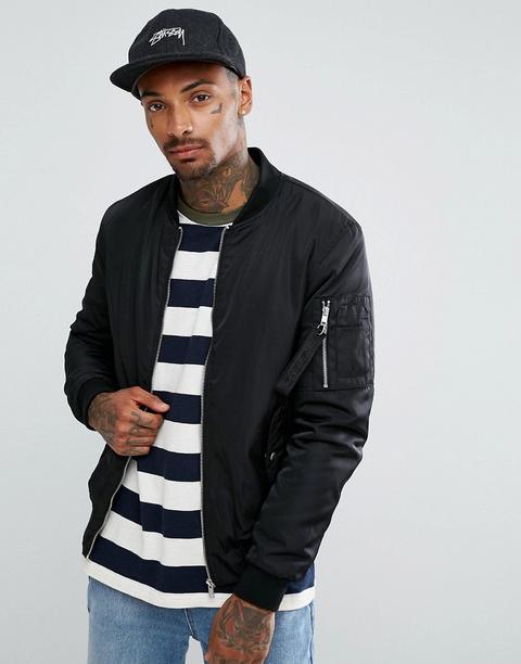 Bershka - Bomber Leggero Nero - Nero