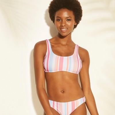 Women's Scoop Neck Bralette Bikini Top - Xhilaration Multi Stripe