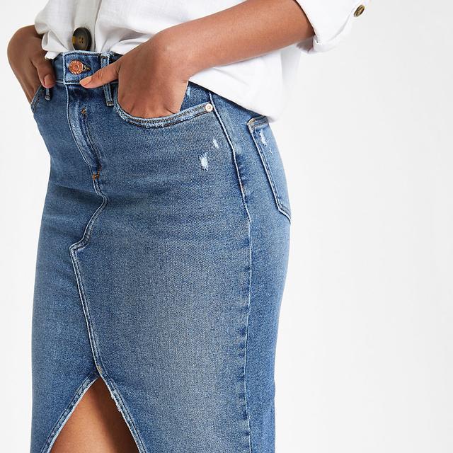 Denim skirt river island sale