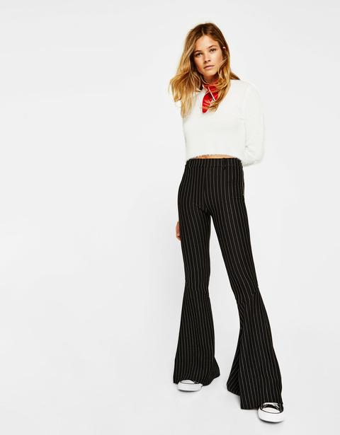 Pantaloni Slim Flare Maxi Volant