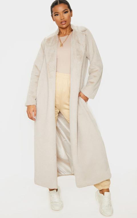 Stone Luxe Faux Fur Longline Coat