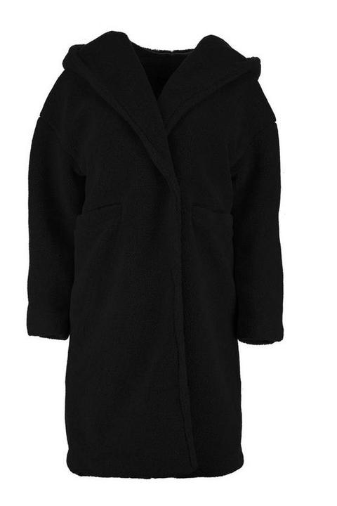 oversized hooded teddy coat