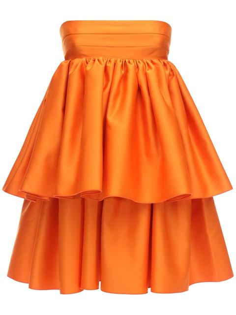 Rotate | Mujer Vestido De Satén Con Volantes Naranja 40