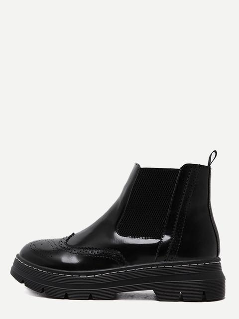 Stivaletti Elastici Wingtip Pu Nero