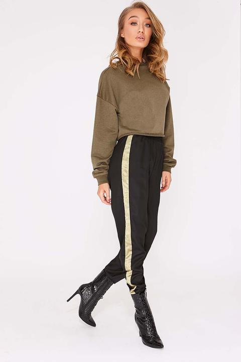Black Trousers - Kadie Black Cargo Stripe Trousers