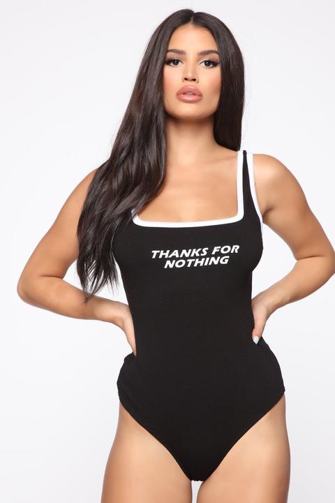 Thanks For Nothing Bodysuit - Black
