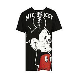 T-shirt Nera Con Stampa Topolino E Intrecci