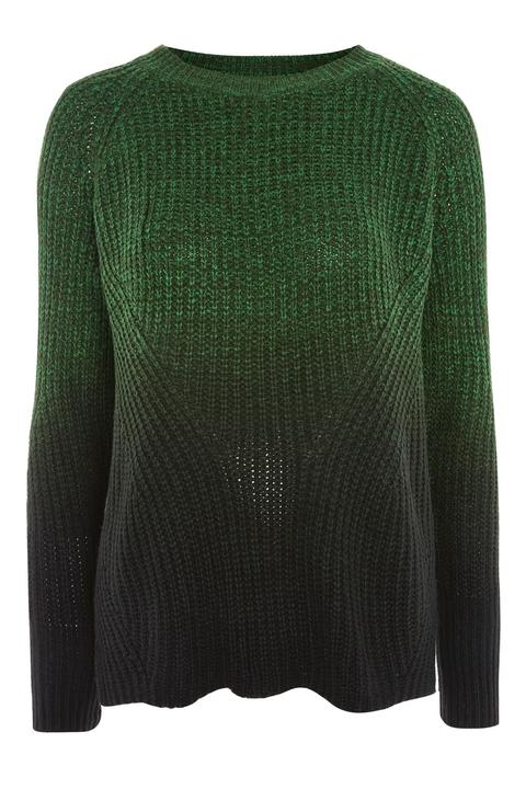 Womens Twist Dip Dye Jumper - Green, Green