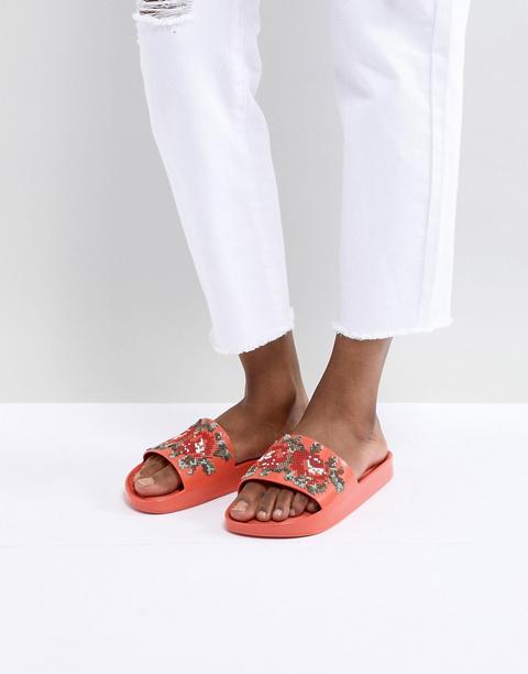 Melissa Beach Slide Flower Pixel - Coral