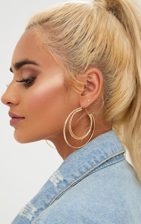 Gold Large Double Hoop Earrings