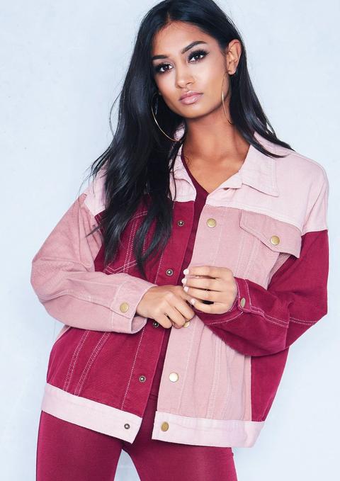 Etta Pink Contrast Boyfriend Fit Denim Jacket