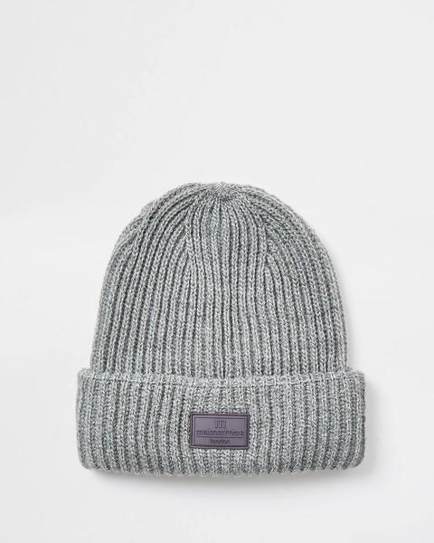 Maison Grey Knitted Fisherman Beanie Hat