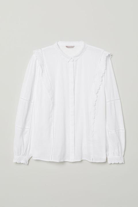 Blouse Avec Dentelle - Blanc