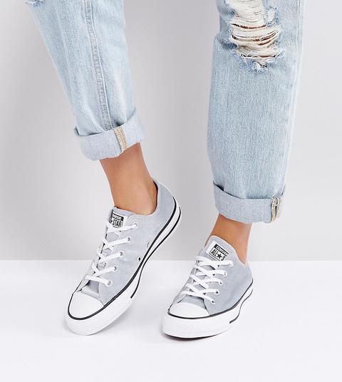 Zapatillas De Deporte De Terciopelo Gris Chuck Taylor Ox De Converse