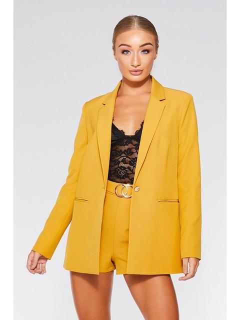 Mustard Woven Long Sleeve Suit Jacket