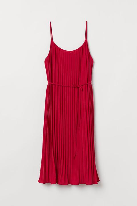 H & M - Abito Plissettato - Rosso