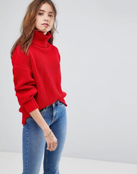 Glamorous - Maglione A Collo Alto Lavorato A Maglie Grosse - Rosso