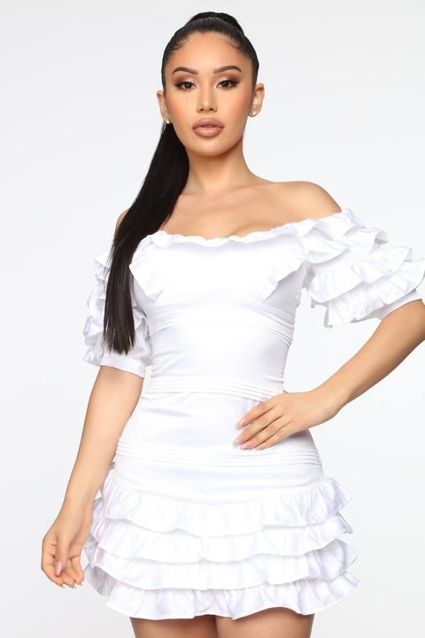 Fashion nova 2025 white ruffle dress