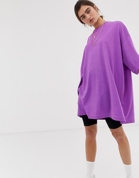 Weekday - Huge - Robe T-shirt - Violet Fluo - Violet