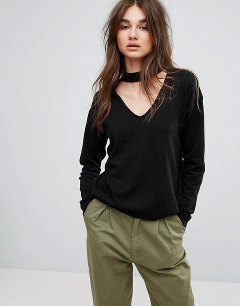 Noisy May - Maglione Con Collarino Rifinito - Nero
