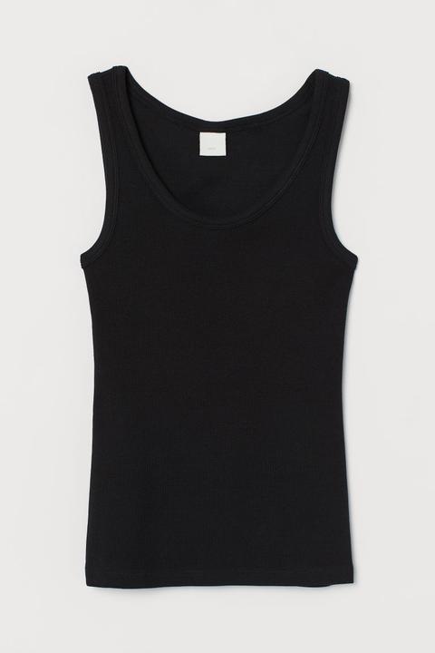 Ribbed Vest Top - Black